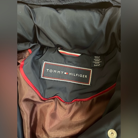 TOMMY HILFIGER Women’s navy blue belted long puffer coat jacket Size Small - Picture 3 of 3